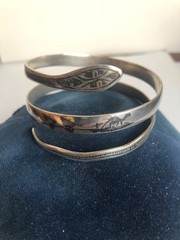Art Deco Sterling Niello Snake Cuff / Bracelet Egyptian Revival 1930 42 Gram