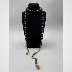 Vintage Art Deco Lariat Necklace 47″ Flapper Extra Long Glass Beads Crystals