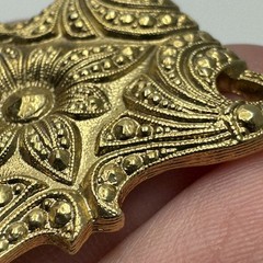 1928 Gold Tone Filigree Rectangular Brooch Pin 1.25 in Vintage Marcasite Look