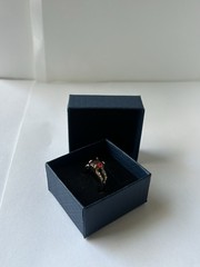 Vintage Red Cubic Zirconia Ring Gold Plated Womens Size 7
