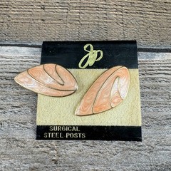 Vintage Monet Steel Posts Fairy Wing Earrings Peach Gold Tone Finish