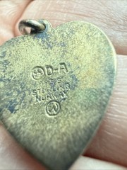 VINTAGE ENAMEL DAVID ANDERSEN ROSE FLOWER HEART STERLING CHARM