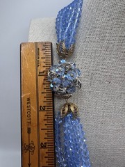 Vintage Faceted Crystal Light Blue 6 Strand Beaded Necklace & Earrings STUNNING