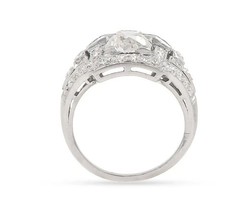Art Deco Style 3Ct Lab Created Diamond &Sapphire Halo 14K White Gold Finish Ring