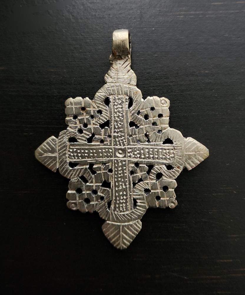 Antique Ethiopian Coptic Cross Pendant Silver Alloy Cross Pattée Toulouse