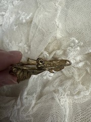 Antique 1920s Large Gold Washed Art Nouveau Art Deco Brooch Ice Blue