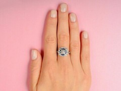 Mid Century Art Deco Cluster Ring 2.2Ct Round Lab Created Diamond 10k White Gold