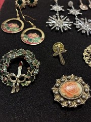Jewelry Lot Various Costume Jewelry 19pc Total Ear Rings, Brooches And Rings