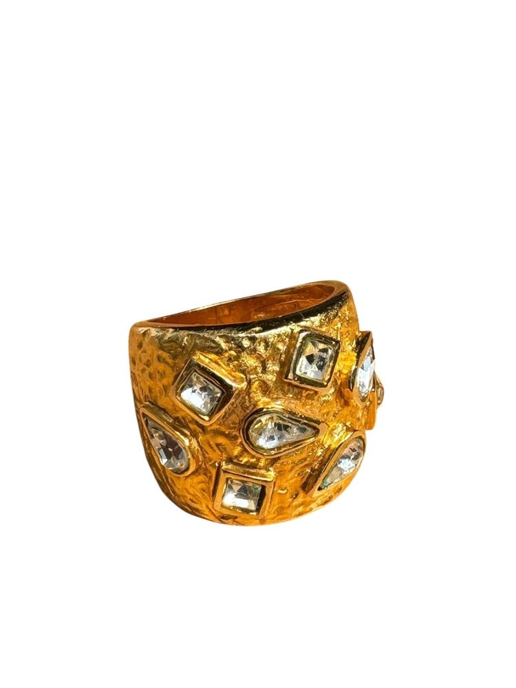 Yves Saint Laurent Vintage 1980s Gold Statement Ring Size US 7.5