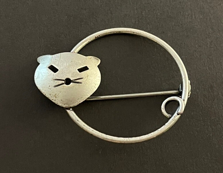 Sterling Silver Brooch Pin JEWELART Abstract Cat Vintage 3.51 Grams