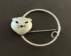 Sterling Silver Brooch Pin JEWELART Abstract Cat Vintage 3.51 Grams