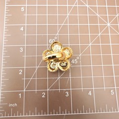 Joan Rivers ring green flower imitation jade clear crystals vintage signed Size7