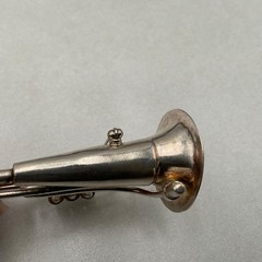 Vintage Silver Tone Trumpet Horn Brooch Music Instrument Pin Minimalist Jazz