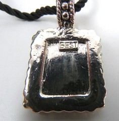 VTG BEST Pendant Silver Tone Metal Beaded Accent with ONYX?