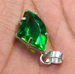 Natural Green Peridot 20 Ct Fancy Shape EGL 925 Sterling Pendant Free Chain 6MGE