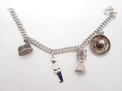 Vintage Sterling Silver Charm Bracelet with 4 Charms Colosseum Mexico Bahamas