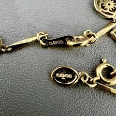 Vintage Avon Necklace Bracelet Set Filigree Flower Lace Bar Link Gold Tone