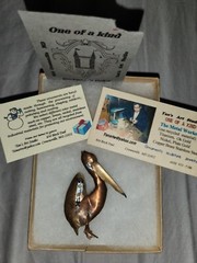 One Of A Kind Vintage Pelican Brooch Metal Recycled Yan’s Art Studio Beautiful