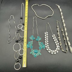 Vintage Chain Necklace Lot of 7 Silver Tone Costume Jewelry