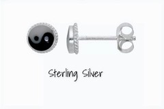 Sterling Silver Tiny Yin Yang Stud Earrings 5mm with Braid