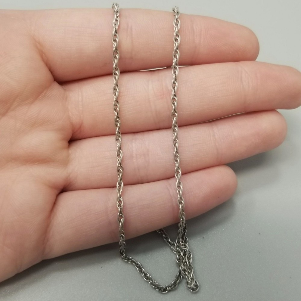 Vintage Sterling Silver Rope Twist Chain Necklace 17 Inches Long Spring Ring