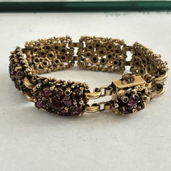Vintage Barclay Dark Purple Crystal Antique Gold Tone Bracelet