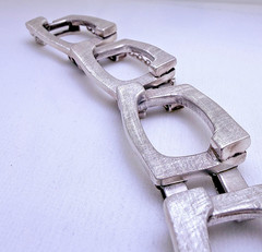 Vintage Modernist Belgiorno 900 Silver Bracelet 1970s Argentina 95.3 g 7.25 in