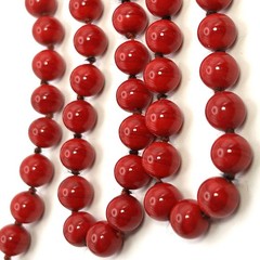 Vintage Monet Bright Red Lucite Bead Single Strand Necklace 25 in