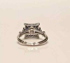 Art Deco Style Lab Created Diamond & Sapphire Wedding Ring 14K White Gold Finish