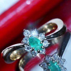 14k yellow gold 0.27ct natural diamond sz 4.5 ring emerald vintage treated 2.99g