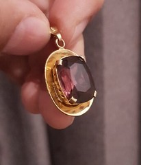 Beautiful Vintage Pendant dark Violet stone made in the USSR 1960s