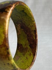 Vintage Green Yellow Brown Swirled Bakelite Bangle Bracelet 67mm