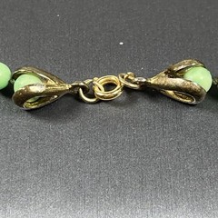 Vintage Green Hand knotted Beaded Necklace Graduated Size Plastic 26″ Faux Jade