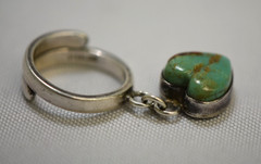 Joan Slifka Designs STERLING SILVER Turquoise Dangle Heart Ring Size 5.5 6g