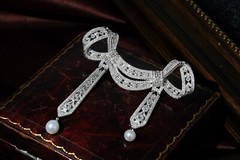 Sterling Silver 925 Gold Plated Pearl Brooch Wedding Vintage ArtDeco Butterfly