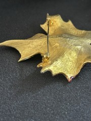Vintage Enamel Maple Leaf Brooch Pin Colorful Autumn Fall Foliage Gold Tone