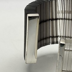Sculptural Asymmetric Plexiglass Lucite Cuff Bracelet Ribbed Acrylic Art Deco