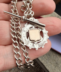 Silver & Gold Fob Curb Link Chain/Necklace – AHS – Chester – 1900 / 1914