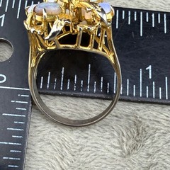 Vintage Cocktail Ring Gold Tone Polished Stone Size 8.5