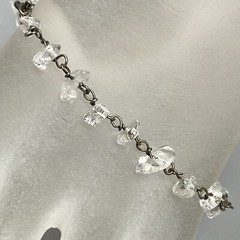 Vintage Stone Bracelet Clear Quartz Gemstone Nugget Healing Chakra Dainty 7.25″