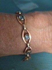 Art Deco Blue Zircon 14k Gold Bracelet