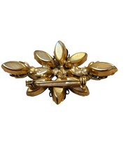 Vintage Goldtone Faceted Black Navette Stones Unsigned Brooch ~ 2 1/8″