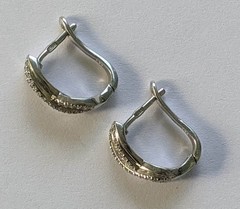 Vintage Earrings 925 silver Weight 3.51 g. Rhodium plated. Ukrainian jewelry.