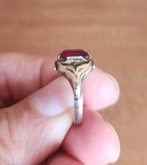 Unique Vintage 10k Yellow Gold/ Sterling Ring Faux Red Stone Sz 5.25 Engagement