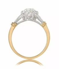 Vintage Art Deco Style 4.24Ct Lab Created Diamond Wedding 14K Gold Finish Ring