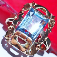 14k multi tone gold ring 4.50ct London blue topaz solitaire sz 7.5 antique 4.3gr