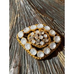 Elegant Vintage Style Gold Tone Rhinestone Brooch Pin