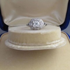 Art Deco Round Cut Lab Created Diamond Anniversary 14K White Gold Filled Ring