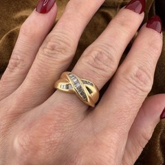 Vintage 14k Yellow Gold 0.60ctw Baguette Diamond Crossover Design Ring 5.4g