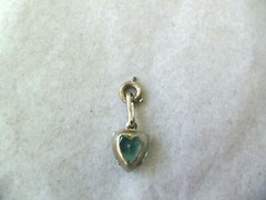 Vintage Aquamarine Blue Stone Heart Shaped Charm Pendant! MARCH BIRTHSTONE!